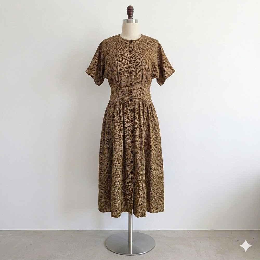 Vintage 90's Teacher Cheetah Animal Print Maxi Dress 100% Cotton
